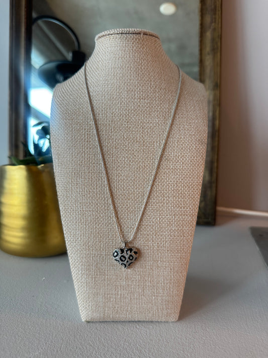 Sparkle Heart Necklace - Silver