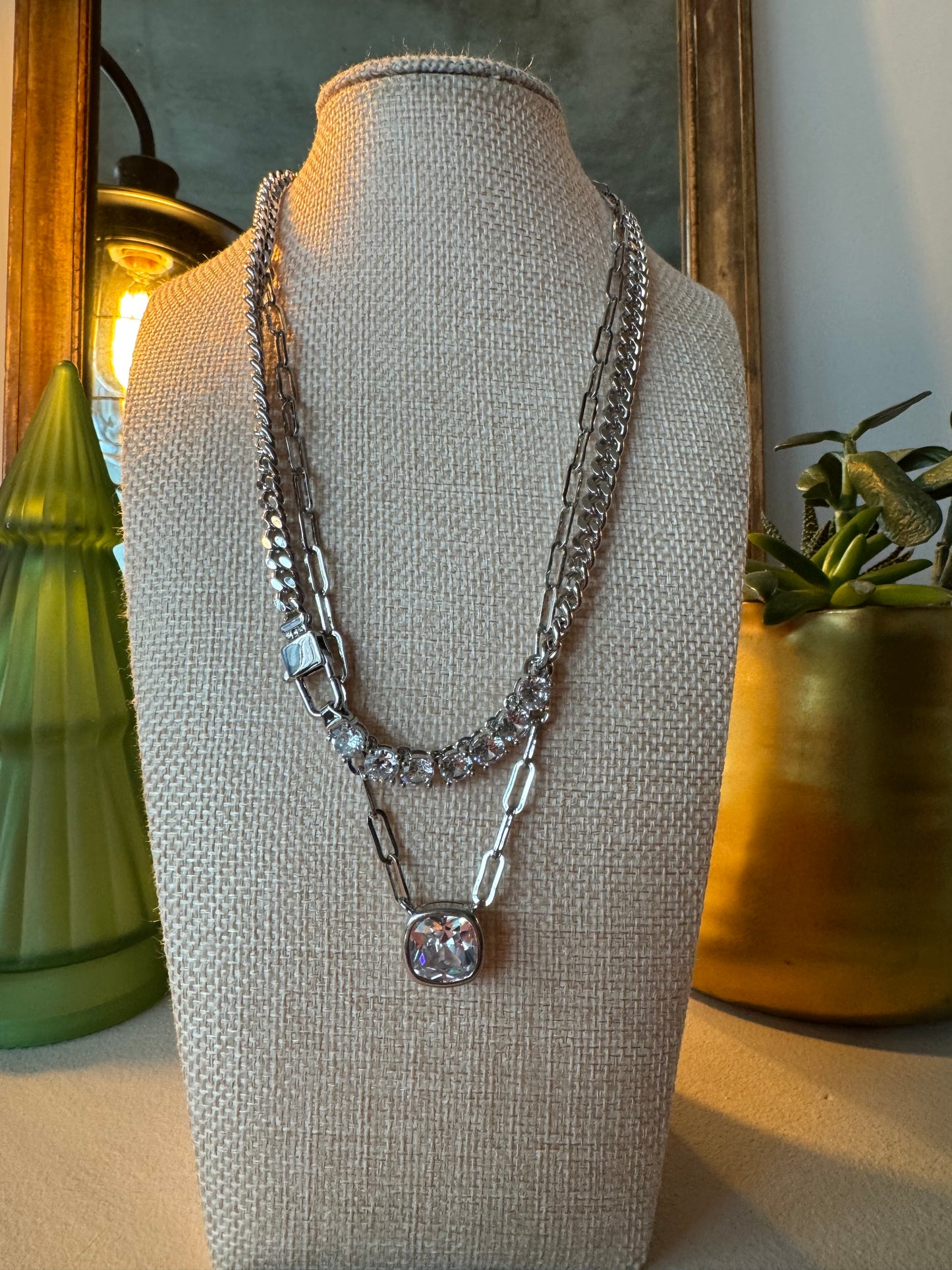 Waterproof Silver Jeweled Chain